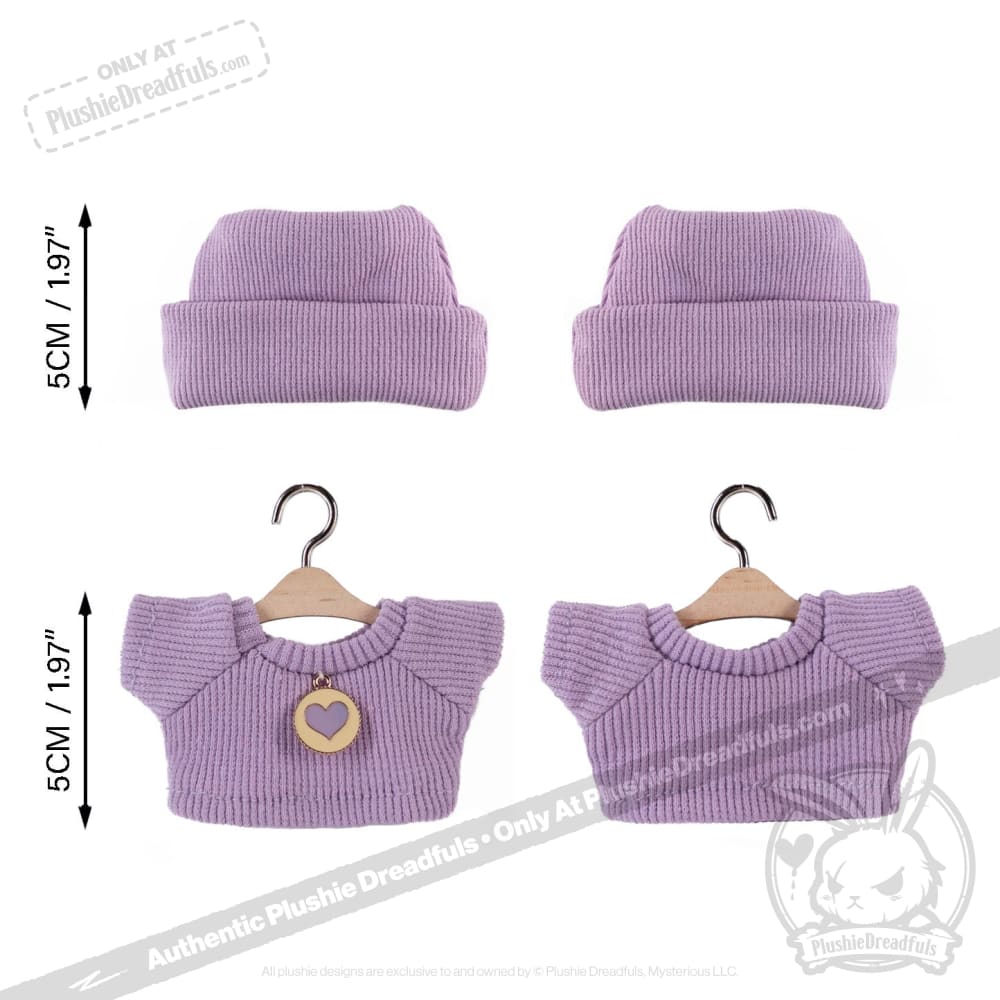 Mini Plush Outfit - Purple Sweater and Beanie accessory