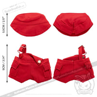 Load image into Gallery viewer, Mini Plush Outfit Red off the Shoulder Overalls (Copy) accessory
