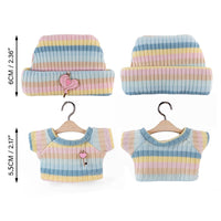Load image into Gallery viewer, Mini Plush Outfit - Stripe Sweater and Beanie accessory
