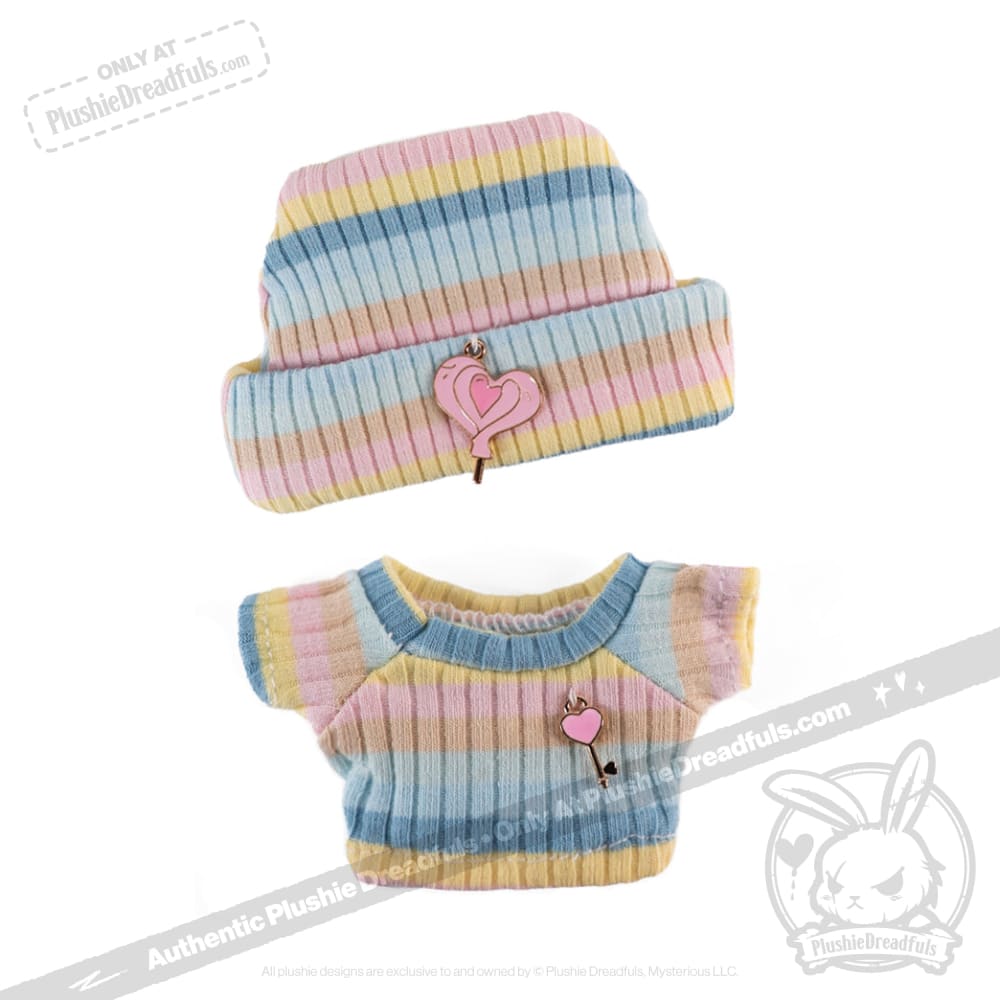 Mini Plush Outfit - Stripe Sweater and Beanie accessory