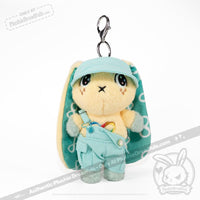 Load image into Gallery viewer, Mini Plush Outfit Teal off the Shoulder Overalls accessory
