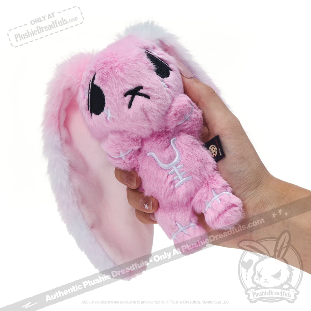 Pink Anxiety Rabbit Plush Keychain Accessory – Mysterious
