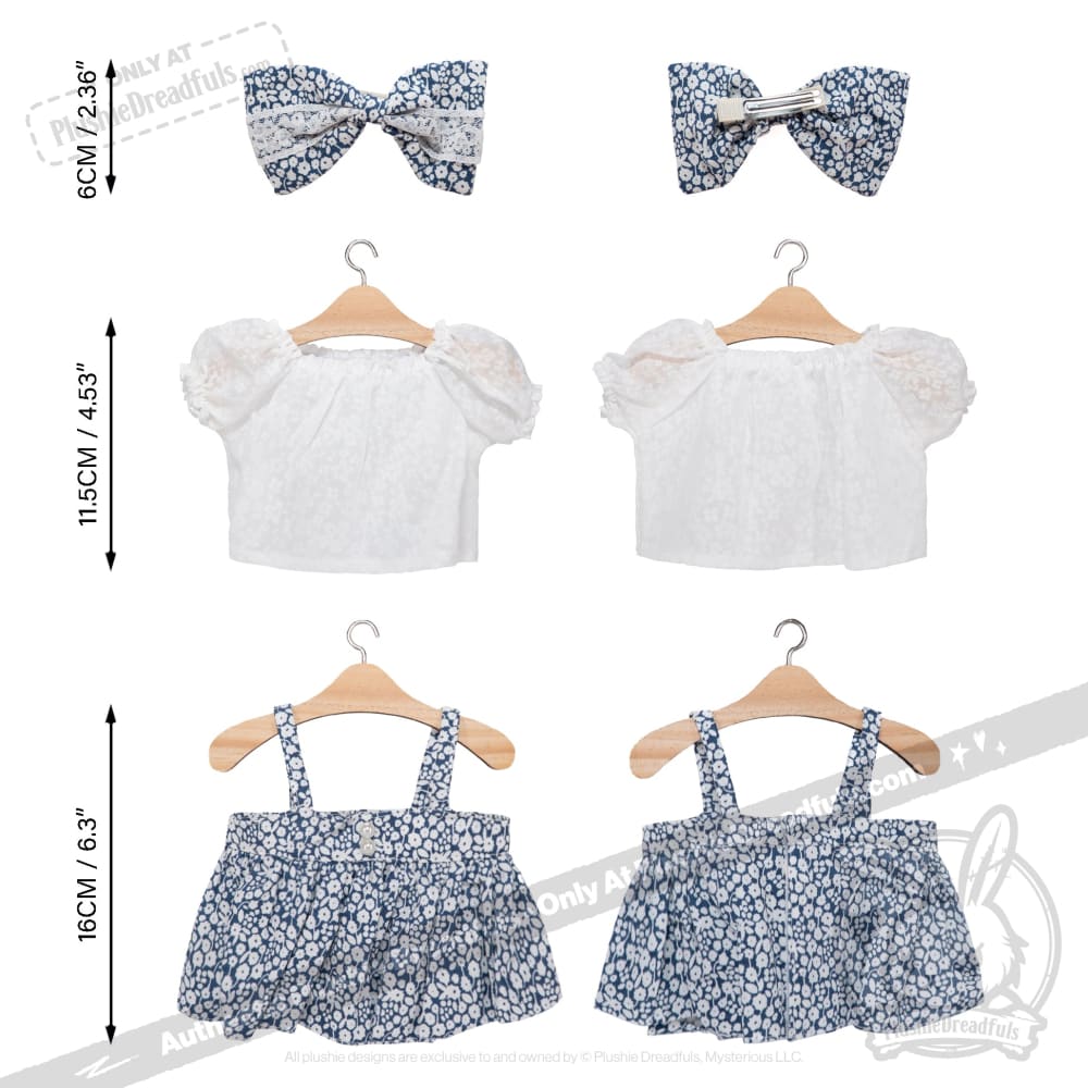 Plush Outfit -Blue Floral Jumper Skirt accessory