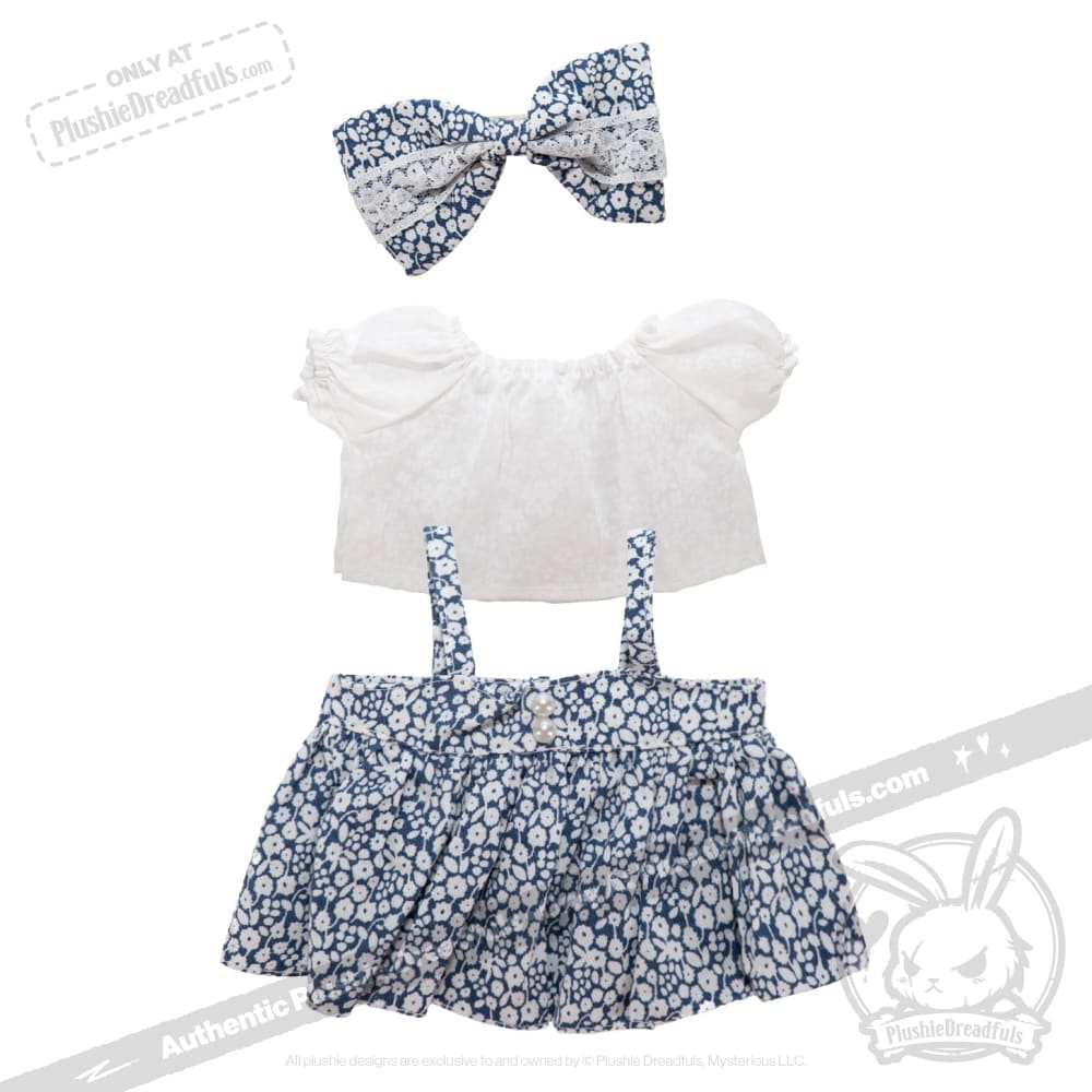 Plush Outfit -Blue Floral Jumper Skirt accessory