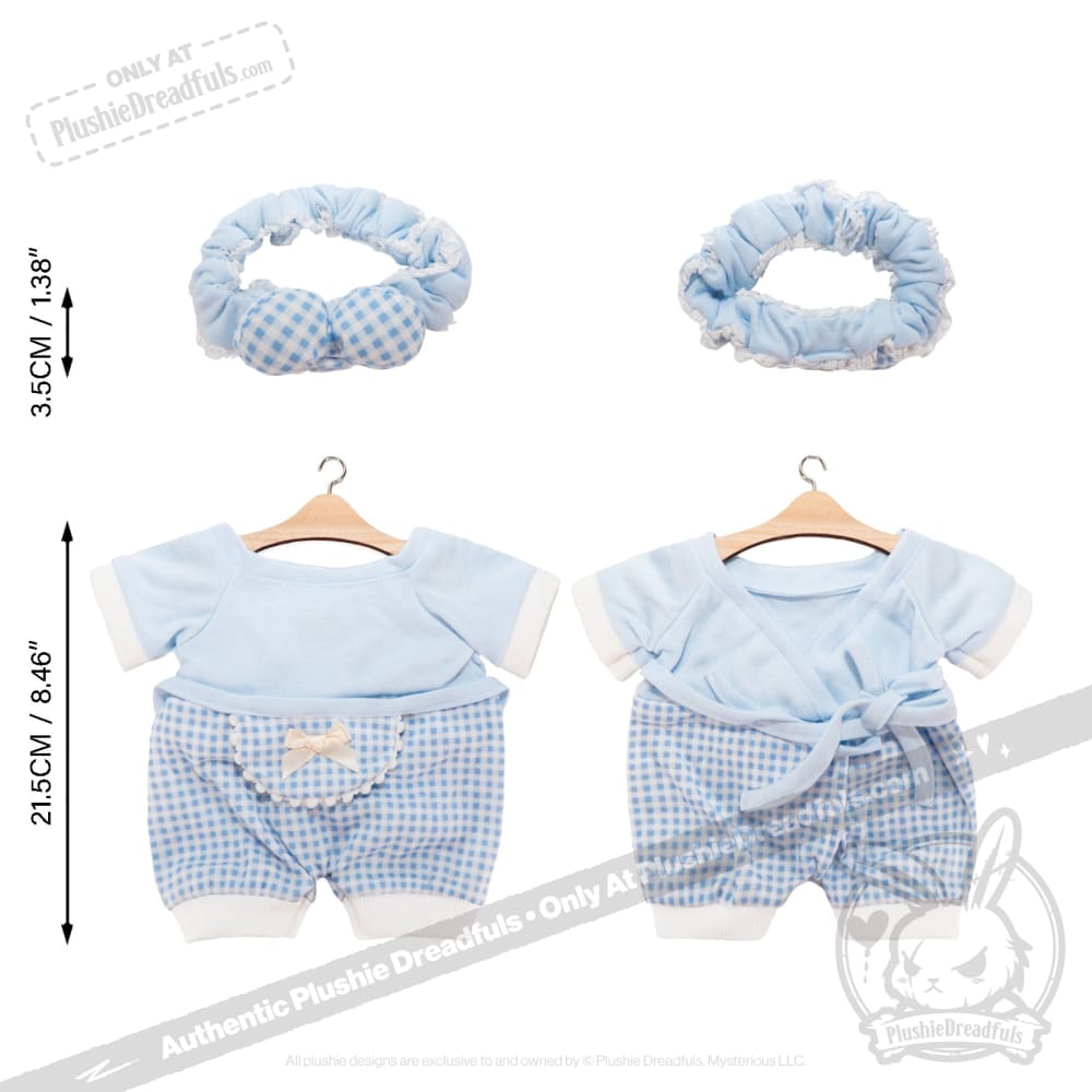 Plush Outfit - Blue Gingham Baby Outfit accessory