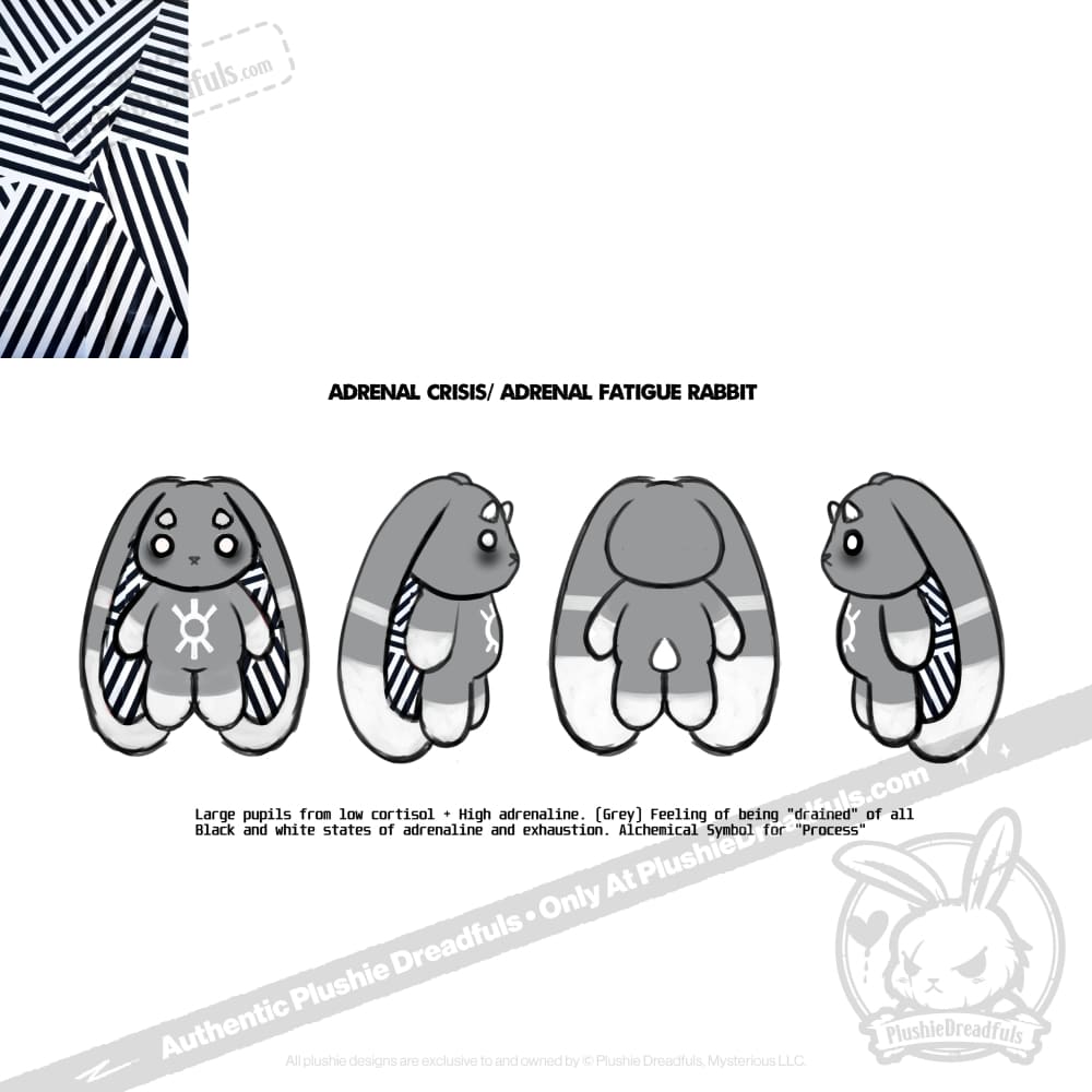 Plushie Dreadfuls - Adrenal Crisis Rabbit - Plush Stuffed Animal - Mysterious