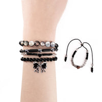 Load image into Gallery viewer, Plushie Dreadfuls -Black Anxiety Rabbit Stacking Friendship Bracelet
