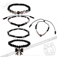 Load image into Gallery viewer, Plushie Dreadfuls -Black Anxiety Rabbit Stacking Friendship Bracelet
