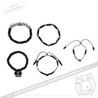 Plushie Dreadfuls -Black Anxiety Rabbit Stacking Friendship Bracelet