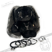 Load image into Gallery viewer, Plushie Dreadfuls -Black Anxiety Rabbit Stacking Friendship Bracelet
