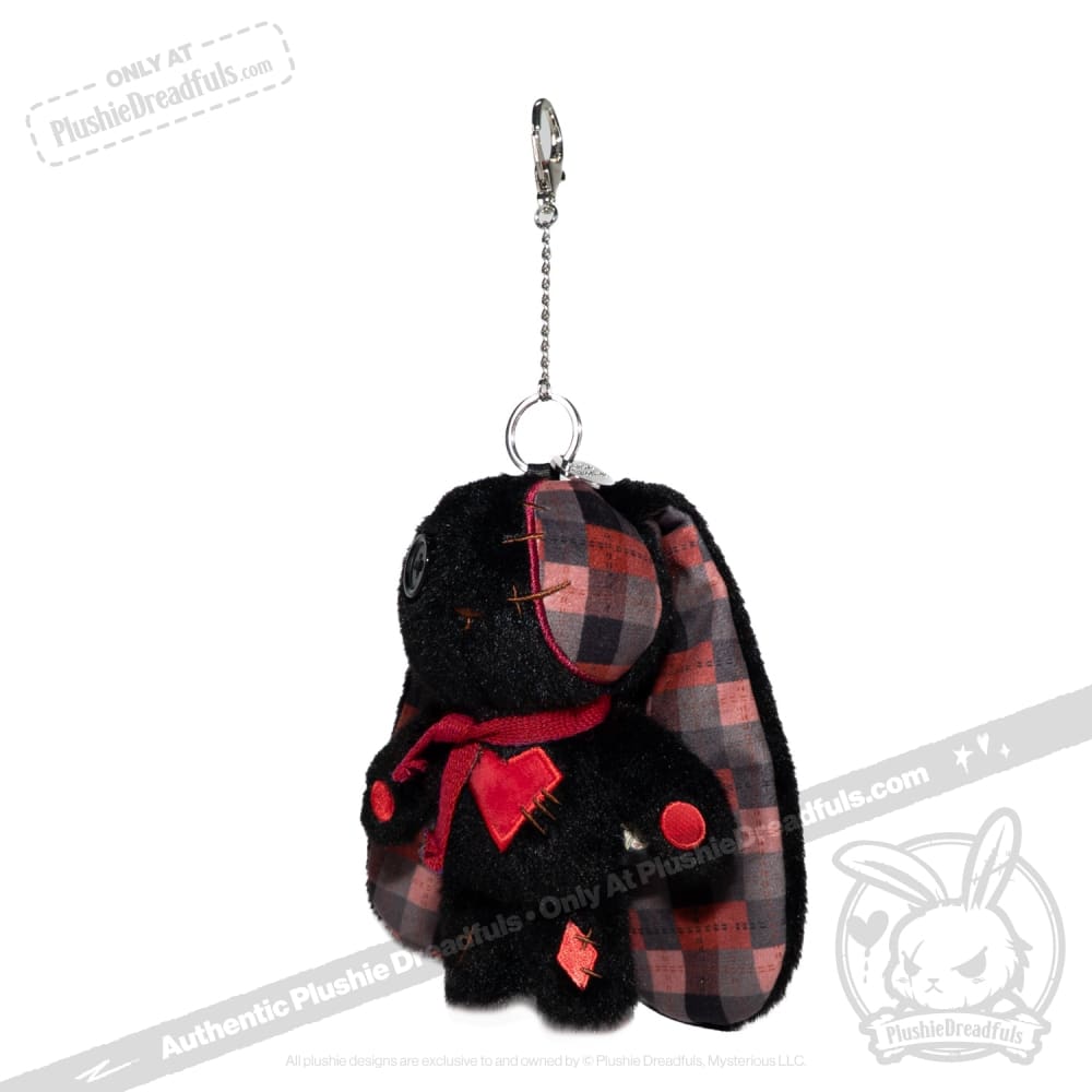 Plushie Dreadfuls - Black Plaid Love Rabbit Plush Keychain Accessory - Mysterious