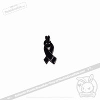 Load image into Gallery viewer, Plushie Dreadfuls - Bunny Awareness Ribbon Enamel Pin Black Pin
