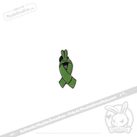 Load image into Gallery viewer, Plushie Dreadfuls - Bunny Awareness Ribbon Enamel Pin Green Pin
