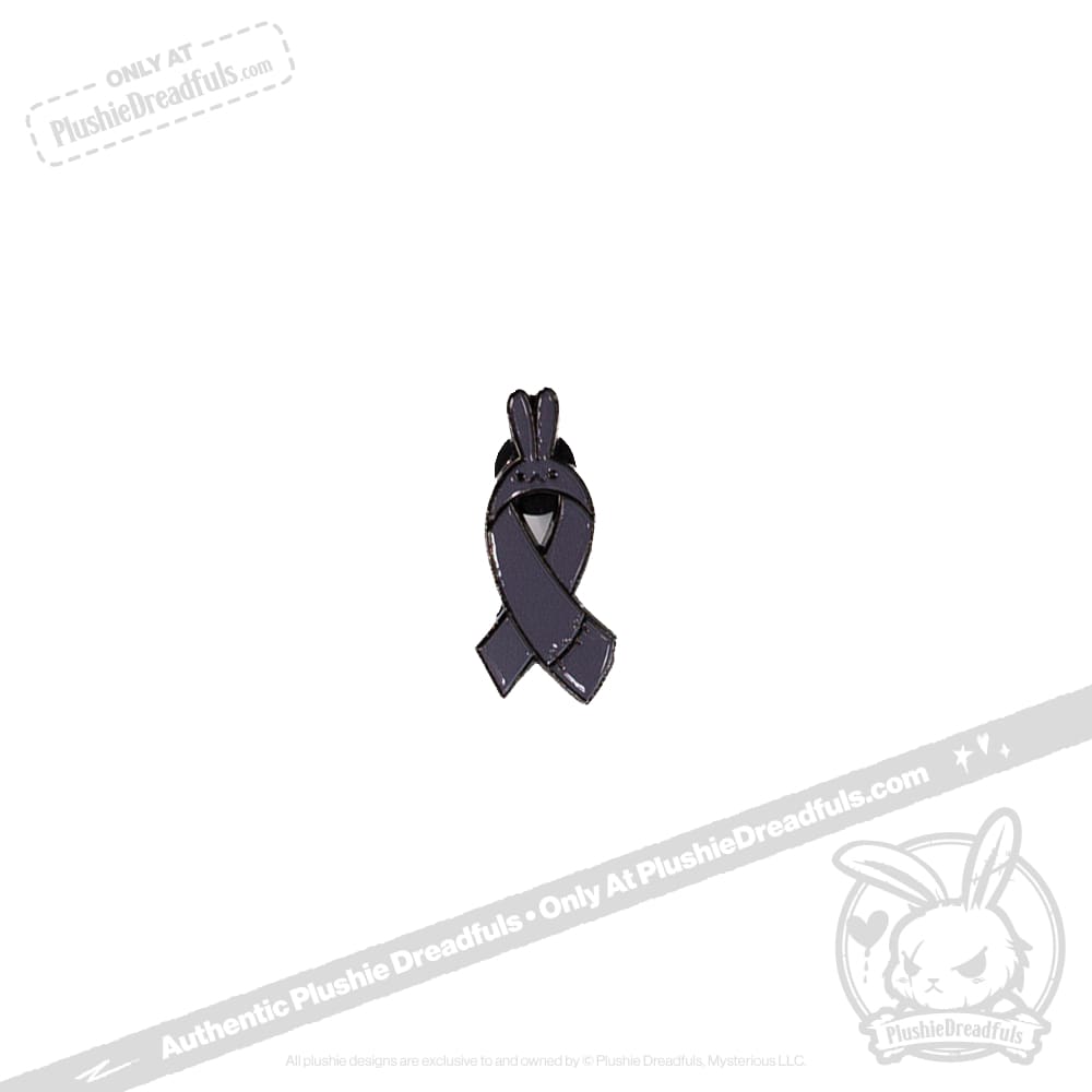 Plushie Dreadfuls - Bunny Awareness Ribbon Enamel Pin Grey Pin