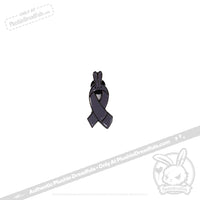 Load image into Gallery viewer, Plushie Dreadfuls - Bunny Awareness Ribbon Enamel Pin Grey Pin
