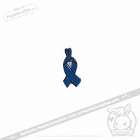Load image into Gallery viewer, Plushie Dreadfuls - Bunny Awareness Ribbon Enamel Pin Navy Blue Pin
