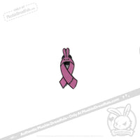 Load image into Gallery viewer, Plushie Dreadfuls - Bunny Awareness Ribbon Enamel Pin Pink Pin
