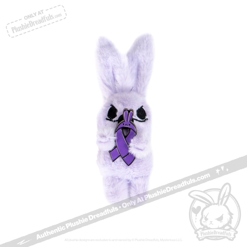 Plushie Dreadfuls - Bunny Awareness Ribbon Enamel Pin Purple Pin