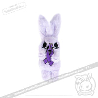 Load image into Gallery viewer, Plushie Dreadfuls - Bunny Awareness Ribbon Enamel Pin Purple Pin
