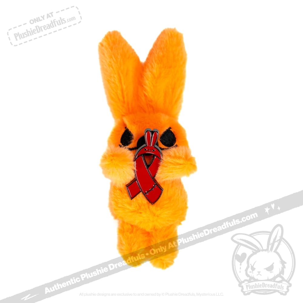 Plushie Dreadfuls - Bunny Awareness Ribbon Enamel Pin Red Pin