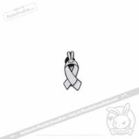 Load image into Gallery viewer, Plushie Dreadfuls - Bunny Awareness Ribbon Enamel Pin White Pin
