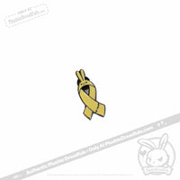 Load image into Gallery viewer, Plushie Dreadfuls - Bunny Awareness Ribbon Enamel Pin Yellow Pin
