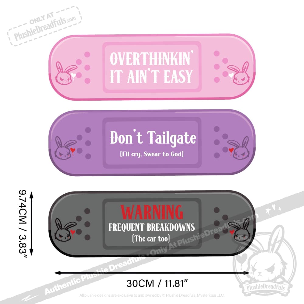 Plushie Dreadfuls - Car Decal Emotional Support Bandages