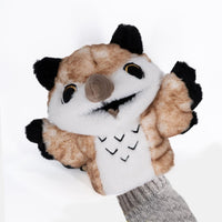 Load image into Gallery viewer, Plushie Dreadfuls -  Existential Horror Owl Puppet - Plush Stuffed Animal - Mysterious
