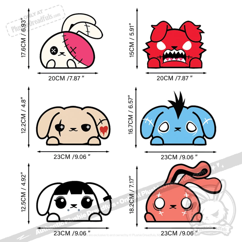 Plushie Dreadfuls - Peeking Car Decal Set Sticker