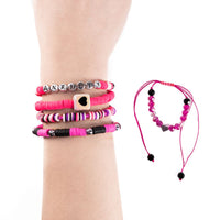 Load image into Gallery viewer, Plushie Dreadfuls -Pink Anxiety Rabbit Stacking Friendship Bracelet

