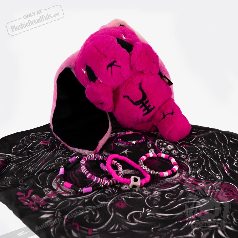 Plushie Dreadfuls -Pink Anxiety Rabbit Stacking Friendship Bracelet