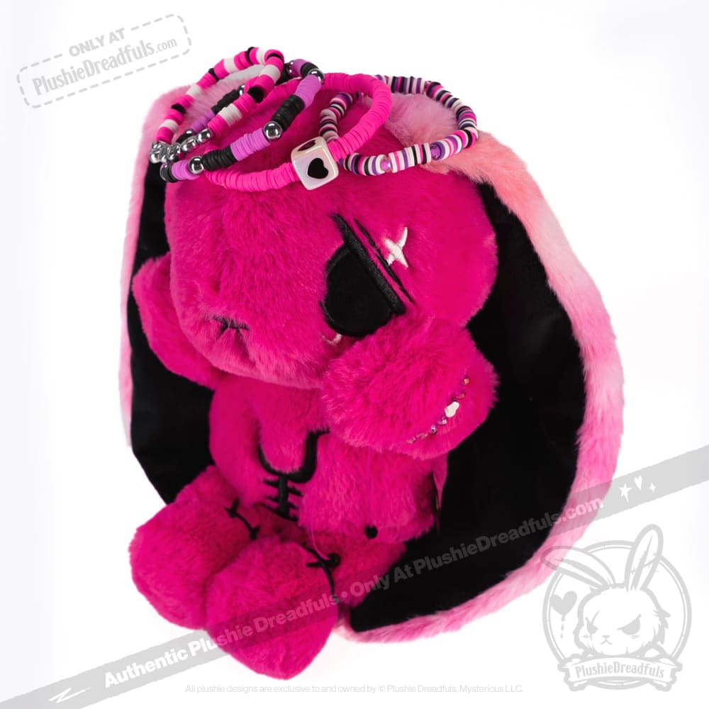 Plushie Dreadfuls -Pink Anxiety Rabbit Stacking Friendship Bracelet