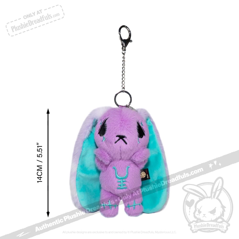 Plushie Dreadfuls -Purple Teal Anxiety Rabbit Plush Keychain Accessory Keychain