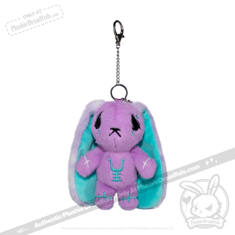 Plushie Dreadfuls -Purple Teal Anxiety Rabbit Plush Keychain Accessory Keychain