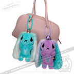 Plushie Dreadfuls -Purple Teal Anxiety Rabbit Plush Keychain Accessory Keychain