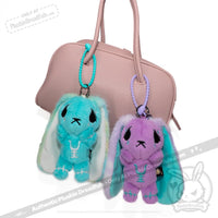 Load image into Gallery viewer, Plushie Dreadfuls -Purple Teal Anxiety Rabbit Plush Keychain Accessory Keychain
