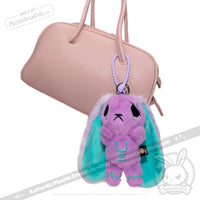 Load image into Gallery viewer, Plushie Dreadfuls -Purple Teal Anxiety Rabbit Plush Keychain Accessory Keychain

