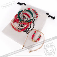 Load image into Gallery viewer, Plushie Dreadfuls - Strawberry Rabbit Stacking Bracelet Set
