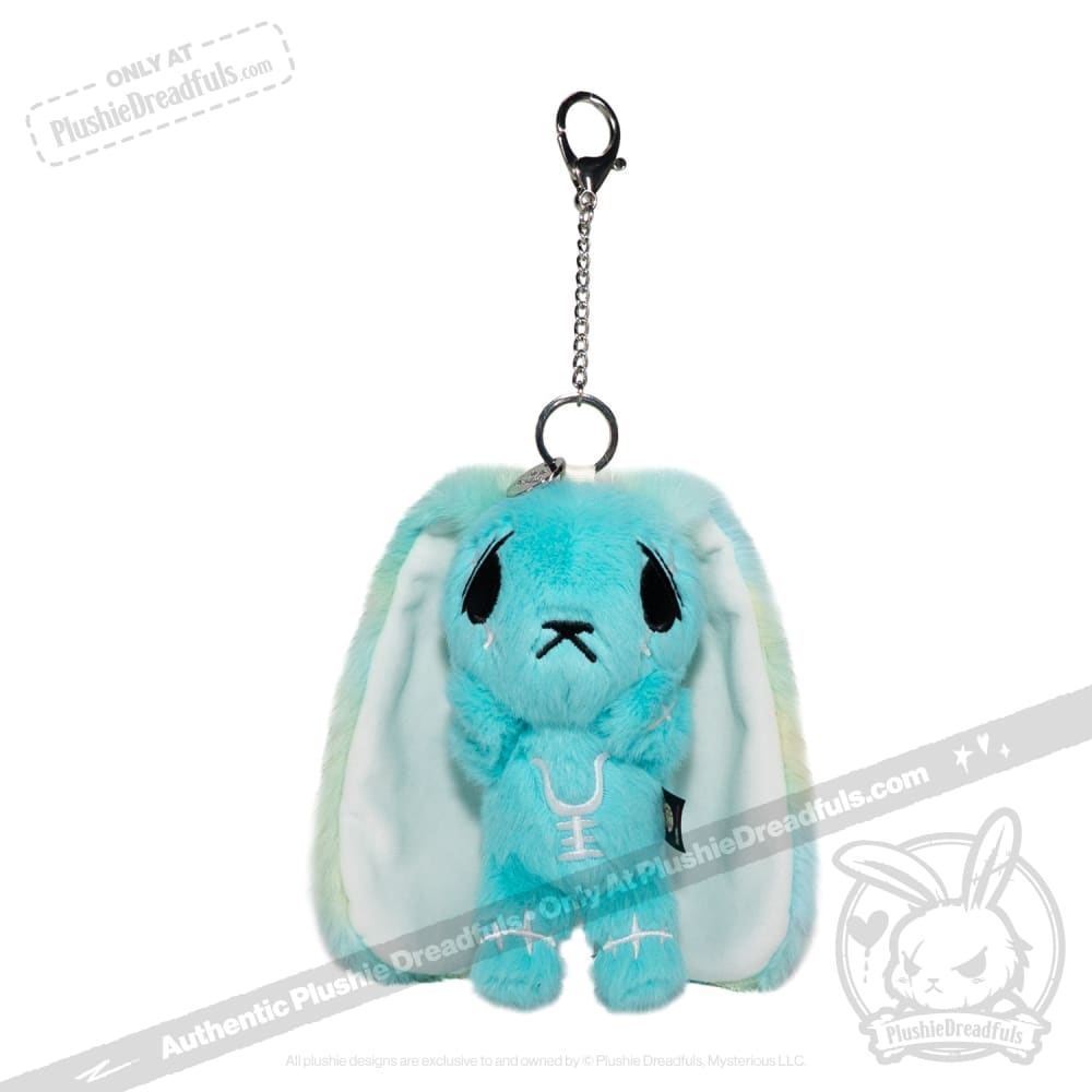 Plushie Dreadfuls -Teal Anxiety Rabbit Plush Keychain Accessory