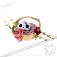 Load image into Gallery viewer, Plushie Notions - Skelly Bun Flower Crown Accessory - Mysterious
