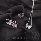 Royal Blue Butterflies Silver Jewelry and Tapestry Set - Mysterious