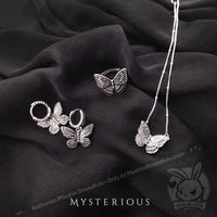 Load image into Gallery viewer, Royal Blue Butterflies Silver Jewelry and Tapestry Set - Mysterious
