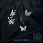 Royal Blue Butterflies Silver Jewelry and Tapestry Set - Mysterious