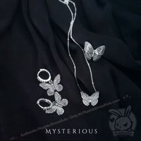 Load image into Gallery viewer, Royal Blue Butterflies Silver Jewelry and Tapestry Set - Mysterious
