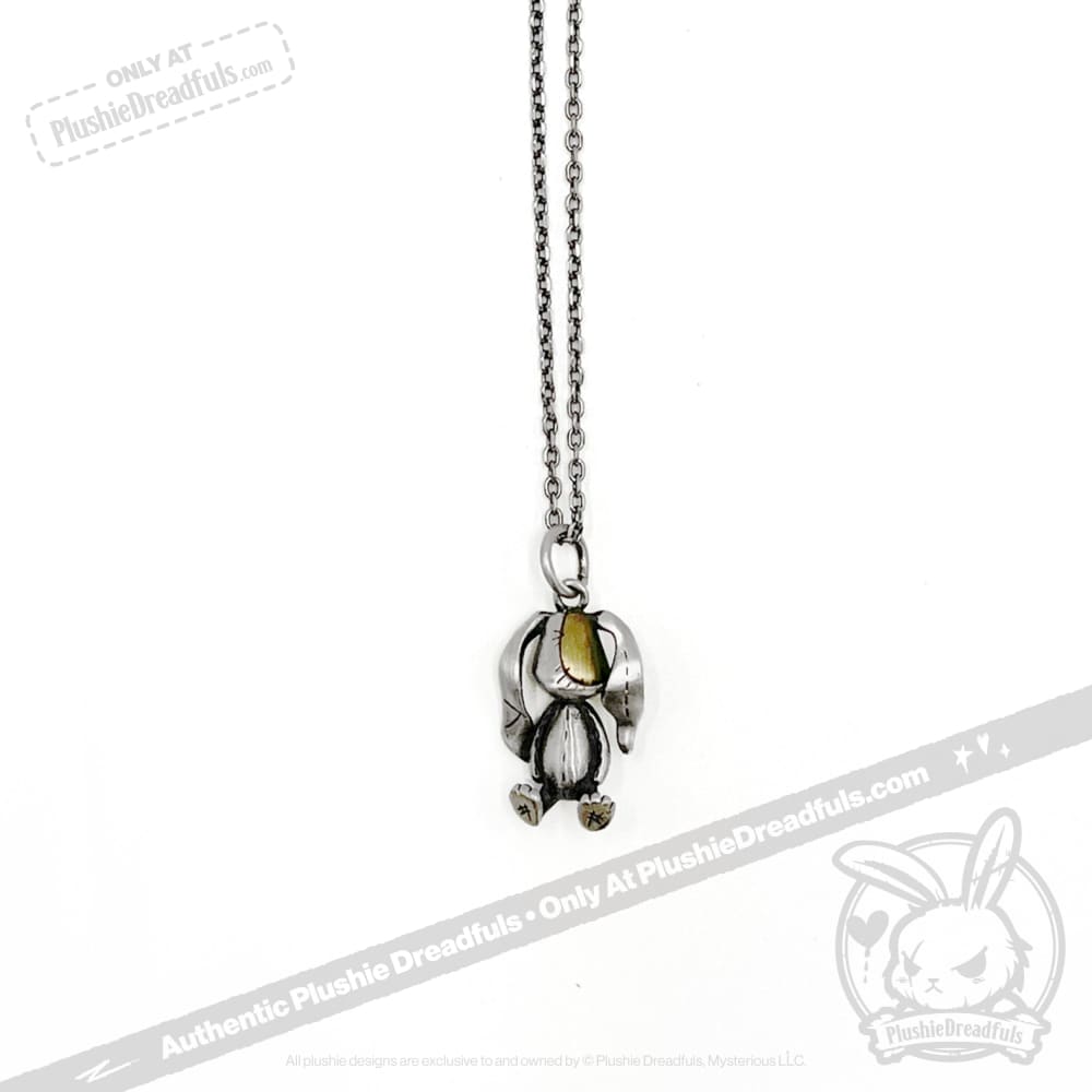 Silver Patchwork Lop Bunny Necklace - Mysterious