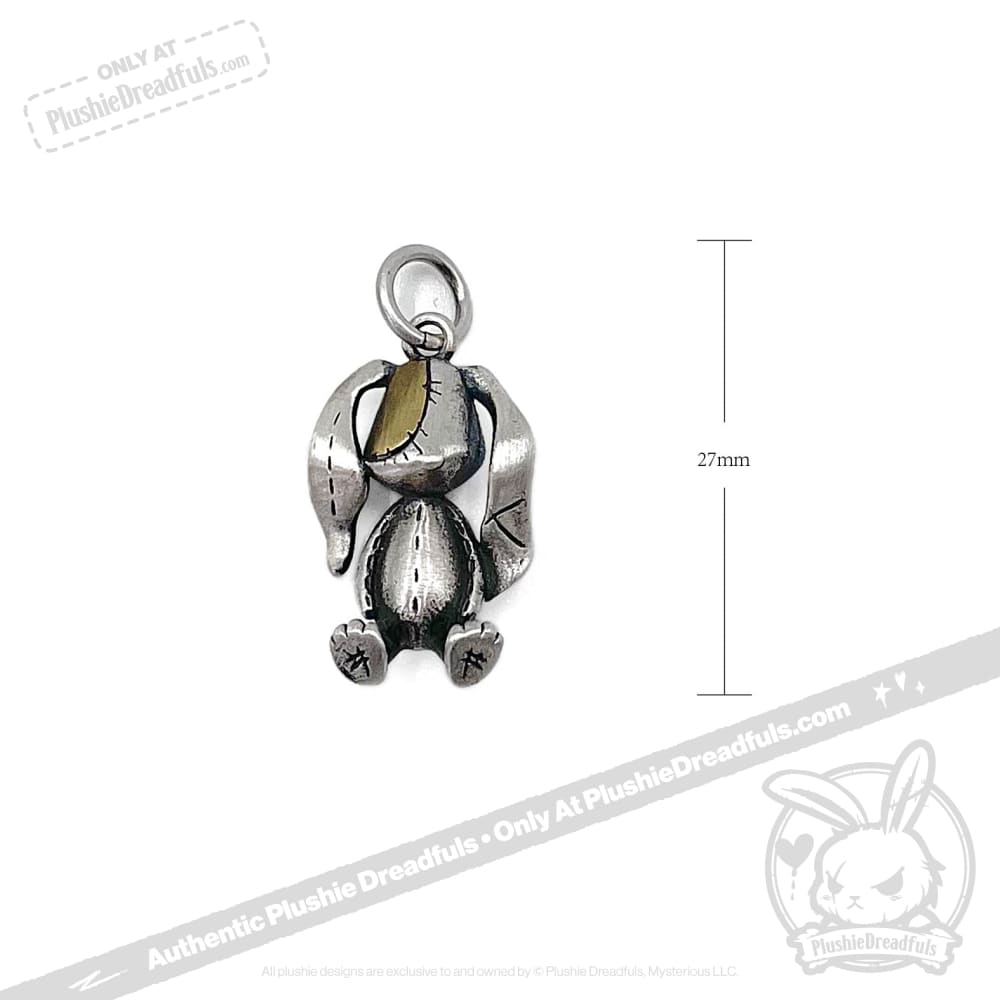 Silver Patchwork Lop Bunny Necklace - Mysterious