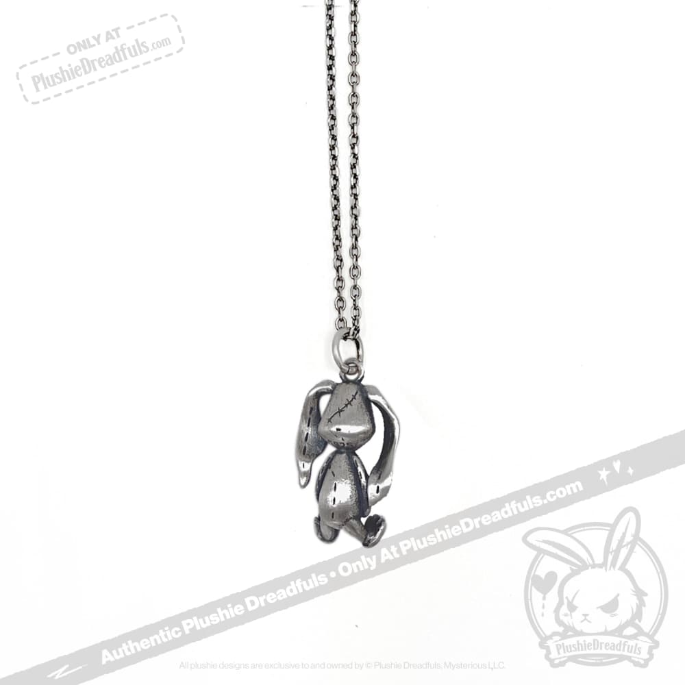 Silver Patchwork Lop Bunny Necklace - Mysterious