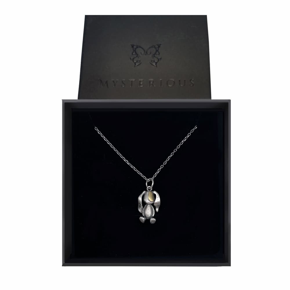 Silver Patchwork Lop Bunny Necklace - Mysterious