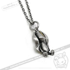 Silver Patchwork Lop Bunny Necklace - Mysterious