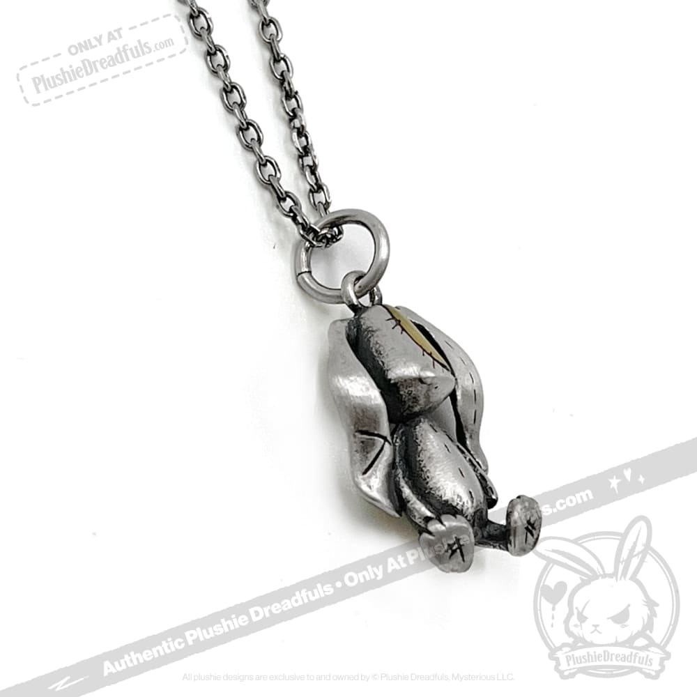 Silver Patchwork Lop Bunny Necklace - Mysterious